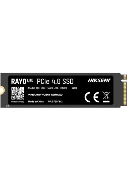 Rayo Lite 4 Tb Gen4 M.2 Nvme 3D Nand Ssd, Ultra Hızlı Pcıe Gen4 Hızları, 3D Nand Teknolojisi,darbeye Dayanıklı Tasarım, Maksimum Sıralı Okuma: 7300 Mb/sn, Maksimum Sıralı Yazma: 6200 Mb/s