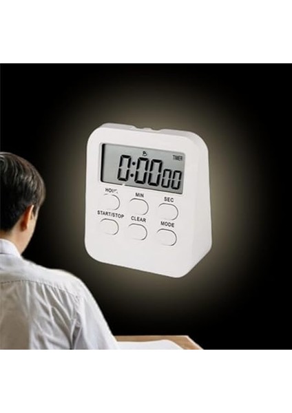 Alarmlı Dijital Öğrenci Sınav Masa Kronometresi 24 Geri Sayım Saat - 2 Alarm Kademeli (Beyaz) indirimleri