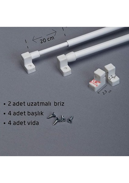 Perde Çubuğu Seti 2 Alüminyum Briz Borusu 4 Başlık 60 x 80 cm Aksesuar modelleri