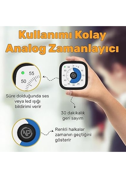 Mutfak,ders,yemek Için 60DK Analog Alarm Zamanlayıcı,pomodoro Öğrenci Motivasyon Saati (Siyah) fiyatları