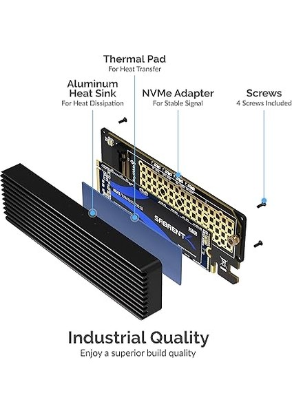 Pcıe M2 Adaptörü, Nvme Pcıe X16/X8/X4 Kart, Soğutuculu, M.2 SSD Boyutları 2230/2242 / 2260/2280 (Ec-Pcıe) modelleri