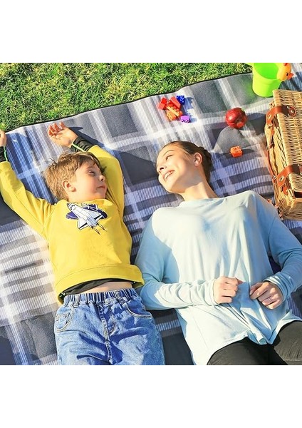 Piknik Örtüsü, 195 x 150 Cm, Büyük Plaj Örtüsü, Kamp Örtüsü, Dış Mekan, Kamp, Park, Bahçe, Plaj, Su Geçirmez Alt Kısım, Katlanabilir, Gri-Beyaz GCM60GW fiyatları