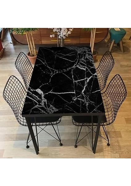 Mermer Desenli Yapışkanlı Folyo - Beyaz, 60 cm x 5 M - Mutfak Tezgahı ve Dolap Kaplama Kağıdı, Kolay Kesim ve Uygulama, Dayanıklı ve Su Geçirmez (Siyah Mermer) indirimleri