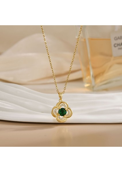 Yeni Kıdemli Işık Duygusu Mikro Setzirkon Bakır 18 Ayar Altın Kaplama Kolye Kolye Zinciri Takı ile Kadın Moda (Yurt Dışından)