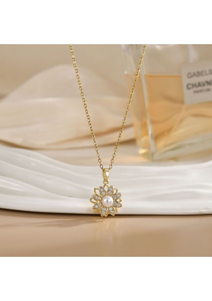 Yeni Kıdemli Işık Duygusu Mikro Setzirkon Bakır 18 Ayar Altın Kaplama Kolye Kolye Zinciri Takı ile Kadın Moda (Yurt Dışından)