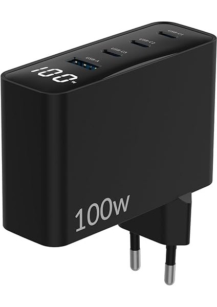 100W Gan LED Ekranlı 3 Type-C + Usb-A Hızlı Şarj Cihazı iPhone & Macbook & Notebook Şarj Aleti fiyatları