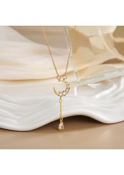 Yeni Bakır Kaplama Gerçek Altın Sıcaklığa Duyarlı Güneş Ay Kolye Mikro Setzirkon Titanyum Çelik Kolye (Yurt Dışından)