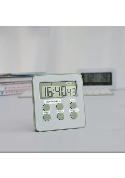 Alarmlı Dijital Öğrenci Sınav Masa Kronometresi 24 Geri Sayım Saat - 2 Alarm Kademeli (Haki) fiyatları