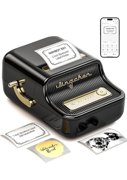 B21 Etiket Makinesi Mürekkepsiz Bluetooth Etiket Yazıcısı, Küçük Işletmeler Için 2 Inç Taşınabilir Termal Yazıcı, Adres, Logo, Giyim, Posta, Mumlar, Takı, Hediye Için Etiket Yazıcısı, Siyah