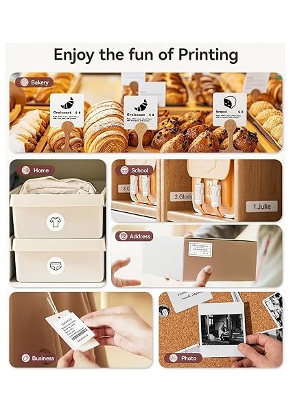 B21 Etiket Makinesi Mürekkepsiz Bluetooth Etiket Yazıcısı, Küçük Işletmeler Için 2 Inç Taşınabilir Termal Yazıcı, Adres, Logo, Giyim, Posta, Mumlar, Takı, Hediye Için Etiket Yazıcısı, Siyah fırsatları