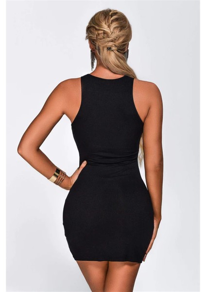 Bayan Zincirli Siyah Mini Elbise modelleri