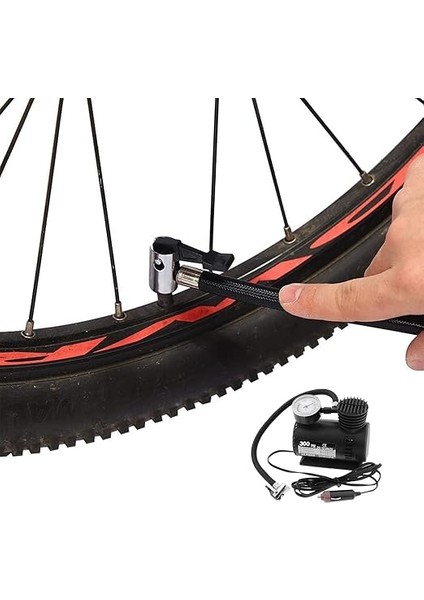 Hava Kompresörü 12V Araç Tipi Çakmaklık Araba Bisiklet Teker Lastik Şambrel Top Şişirme 300 Psı fırsatları