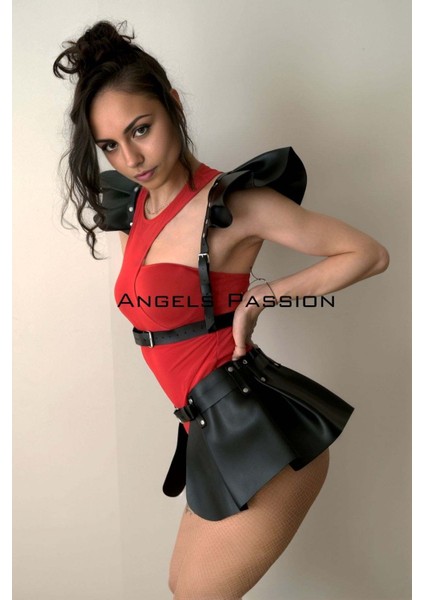 Deri Elbise, Deri Takım Harness Elbise, Dansçı Elbisesi, Seksi Dansçı Kostüm BRF1001 modelleri