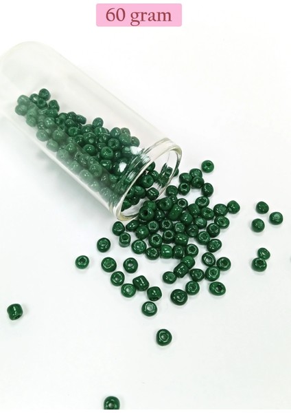 Dökme Cam Kum Boncuk Büyük Boy (6/0) 4 mm - 60 Gram - Koyu Yeşil - BNC140