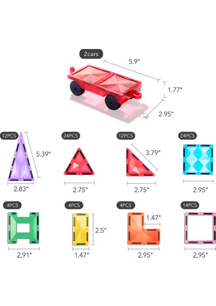 Renkli Magnetic Tiles - 100 Parça