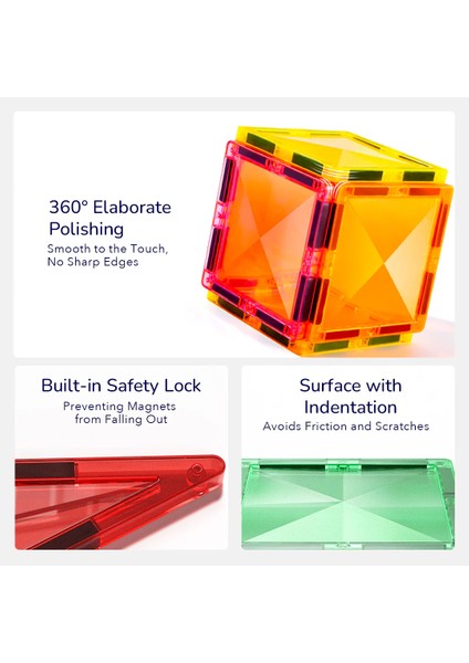 Renkli Magnetic Tiles - 100 Parça