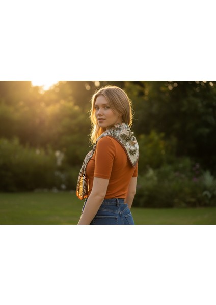 Safari Desenli Fular 70 x 70 fırsatları