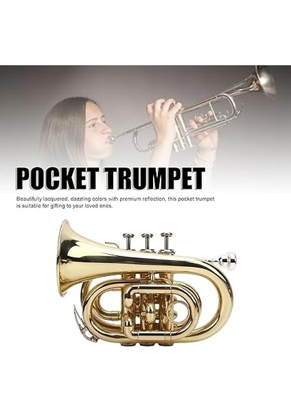 Bb Düz Pirinç Trompet, 7c Ağızlık, Temizlik Bezi, Eldiven, Kayış, Sert Kasa, Yeni Başlayanlar, Öğrenciler ve Profesyoneller Için Kompakt Trompet fiyatları