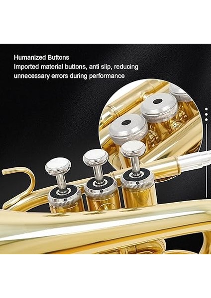 Bb Düz Pirinç Trompet, 7c Ağızlık, Temizlik Bezi, Eldiven, Kayış, Sert Kasa, Yeni Başlayanlar, Öğrenciler ve Profesyoneller Için Kompakt Trompet fırsatları