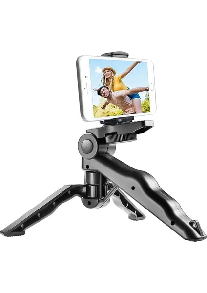 Tripod Modern Tasarım 3 Ayak Mini Kamera ve Telefon Tripodu + Döner Başlık Telefon Tutucu Hafif Taşınabilir K555