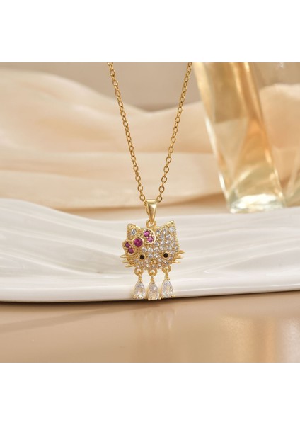 Yeni Titanyum Çelik Kolye Kadın Mizaç Mikro-Set Zirkon Kişilik Kıdemli Duygusu Zincir Takı (Yurt Dışından)