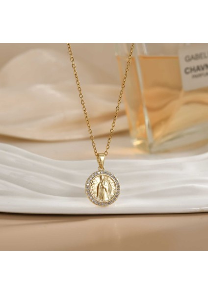 Yeni Titanyum Çelik Zinciri Dönen Kolye Kolye Kadın Yüz Aksesuarlı (Yurt Dışından)