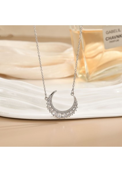 Yeni Titanyum Çelik Kolye Kadın Mizaç Mikro-Set Zirkon Kişilik Kıdemli Duygusu Zincir Takı (Yurt Dışından)