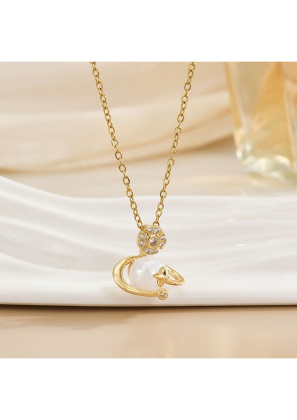 Yeni Kolye Kadın Dönebilen Çiçek Titanyum Çelik Niş Tasarım Duygusu Basit Moda Trendi Yüz Mizaç Zincir Takı (Yurt Dışından)