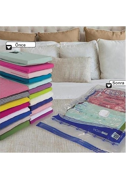 Vakumlu Hurç Poşet Saklama Torbası (Large 50X70) - Plastik, Karışık, Fermuarlı, Su Geçirmez, Elastik ve Dayanıklı, Vakumla Kapatılabilir, Boyut Ayarlanabilir fiyatları