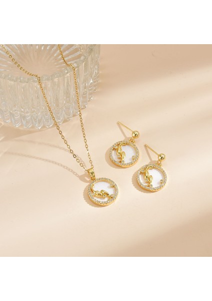 Yeni Bakır Kaplama Gerçek Altın Sıcaklığa Duyarlı Güneş Ay Kolye Mikro Set Zirkon Titanyum Çelik Kolye (Yurt Dışından)