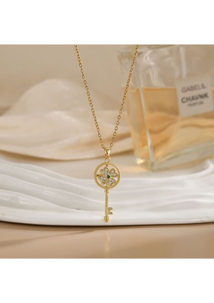 Yeni Kıdemli Işık Duygusu Mikro Set Zirkon Bakır 18 Ayar Altın Kaplama Kolye Kolye Zinciri Takı ile Kadın Moda (Yurt Dışından)
