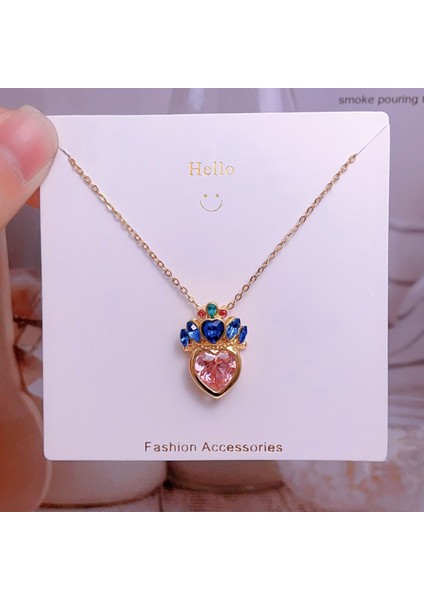 Yeni Bakır Kaplama Gerçek Altın Sıcaklığa Duyarlı Güneş Ay Kolye Mikro Set Zirkon Titanyum Çelik Kolye (Yurt Dışından)