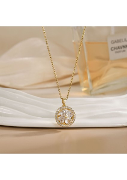 Yeni Kıdemli Işık Duygusu Mikro Set Zirkon Bakır 18 Ayar Altın Kaplama Kolye Kolye Zinciri Takı ile Kadın Moda (Yurt Dışından)