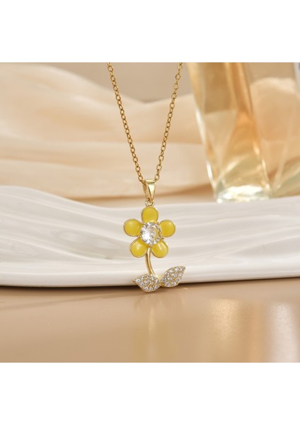 Yeni Titanyum Çelik Kolye Kadın Mizaç Mikro-Set Zirkon Kişilik Kıdemli Duygusu Zincir Takı (Yurt Dışından)