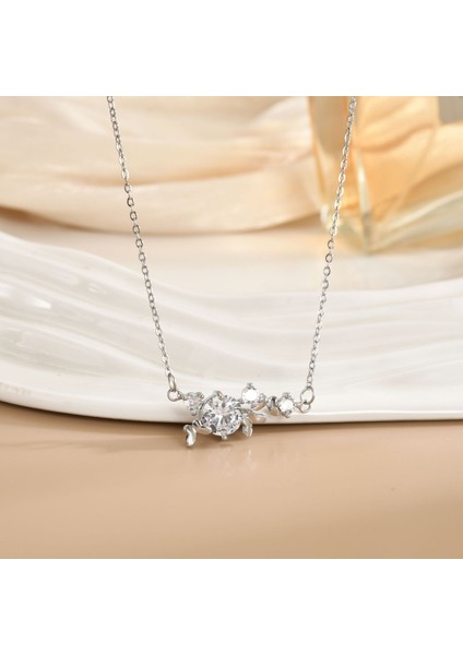 Yeni Titanyum Çelik Kolye Kadın Mizaç Mikro-Set Zirkon Kişilik Kıdemli Duygusu Zincir Takı (Yurt Dışından)