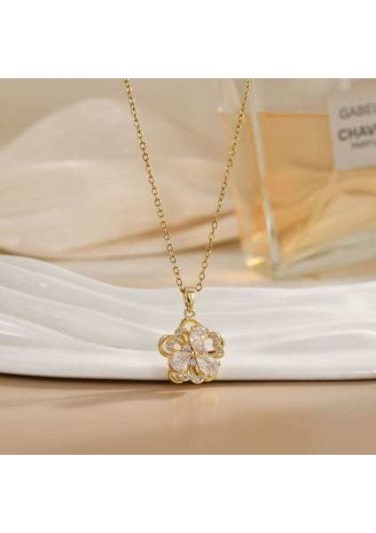 Yeni Kıdemli Işık Duygusu Mikro Set Zirkon Bakır 18 Ayar Altın Kaplama Kolye Kolye Zinciri Takı ile Kadın Moda (Yurt Dışından)