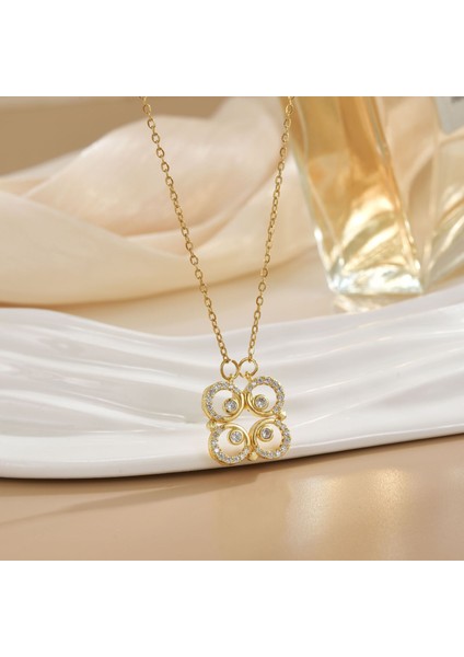 Yeni Kıdemli Işık Duygusu Mikro Set Zirkon Bakır 18 Ayar Altın Kaplama Kolye Kolye Zinciri Takı ile Kadın Moda (Yurt Dışından)