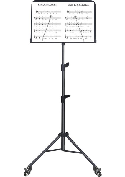 Tekerlekli Nota Sehpası Taşınabilir Çift Klips Tutuculu Taşıması ve Kullanımı Kolay Boyu Ayarlanabilir 403-T1019