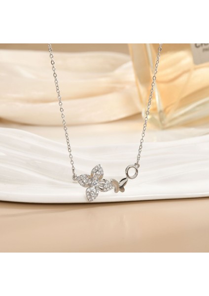 Yeni Titanyum Çelik Kolye Kadın Mizaç Mikro-Set Zirkon Kişilik Kıdemli Duygusu Zincir Takı (Yurt Dışından)