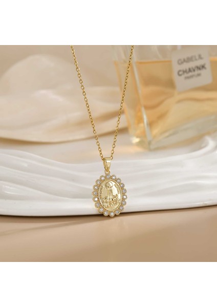 Yeni Titanyum Çelik Zinciri Dönen Kolye Kolye Kadın Yüz Aksesuarlı (Yurt Dışından)