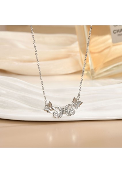 Yeni Titanyum Çelik Kolye Kadın Mizaç Mikro-Set Zirkon Kişilik Kıdemli Duygusu Zincir Takı (Yurt Dışından)