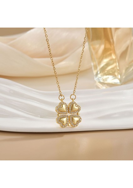 Yeni Kıdemli Işık Duygusu Mikro Set Zirkon Bakır 18 Ayar Altın Kaplama Kolye Kolye Zinciri Takı ile Kadın Moda (Yurt Dışından)