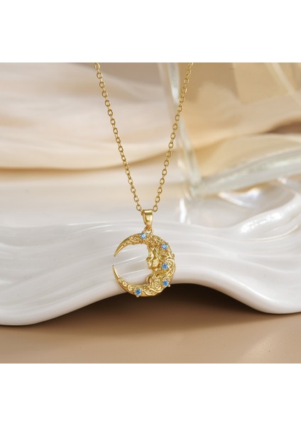 Yeni Bakır Kaplama Gerçek Altın Sıcaklığa Duyarlı Güneş Ay Kolye Mikro Set Zirkon Titanyum Çelik Kolye (Yurt Dışından)