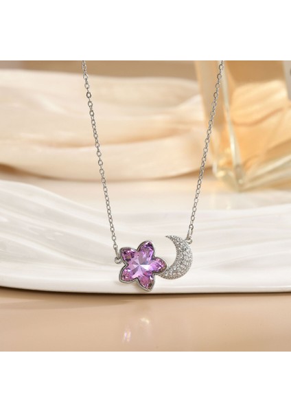 Yeni Titanyum Çelik Kolye Kadın Mizaç Mikro-Set Zirkon Kişilik Kıdemli Duygusu Zincir Takı (Yurt Dışından)