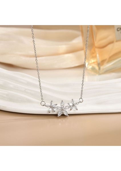 Yeni Titanyum Çelik Kolye Kadın Mizaç Mikro-Set Zirkon Kişilik Kıdemli Duygusu Zincir Takı (Yurt Dışından)