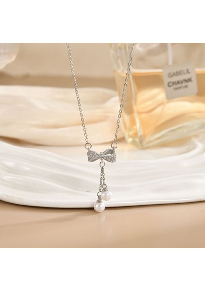 Yeni Titanyum Çelik Kolye Kadın Mizaç Mikro-Set Zirkon Kişilik Kıdemli Duygusu Zincir Takı (Yurt Dışından)