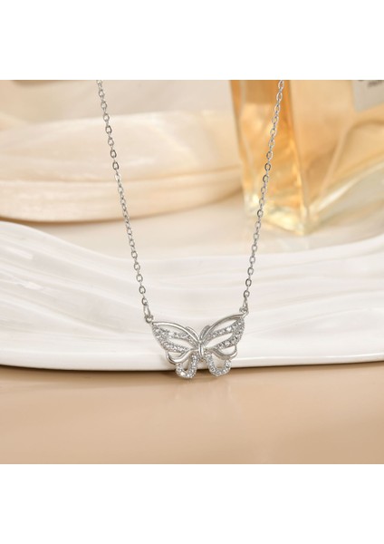 Yeni Titanyum Çelik Kolye Kadın Mizaç Mikro-Set Zirkon Kişilik Kıdemli Duygusu Zincir Takı (Yurt Dışından)