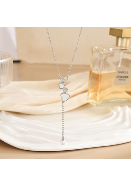 Yeni Titanyum Çelik Kolye Kadın Mizaç Mikro-Set Zirkon Kişilik Kıdemli Duygusu Zincir Takı (Yurt Dışından)