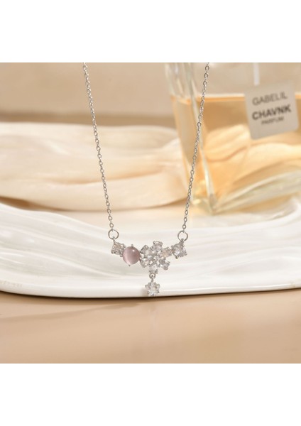 Yeni Titanyum Çelik Kolye Kadın Mizaç Mikro-Set Zirkon Kişilik Kıdemli Duygusu Zincir Takı (Yurt Dışından)