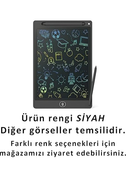 10 Inç Renkli LCD Yazı Tableti - Siyah - Çocuklar Için Eğitici Çizim Tableti, Kalemli Silinebilir Ekran, Kağıt Tasarruflu Taşınabilir Not Defteri (3+ Yaş) fiyatları
